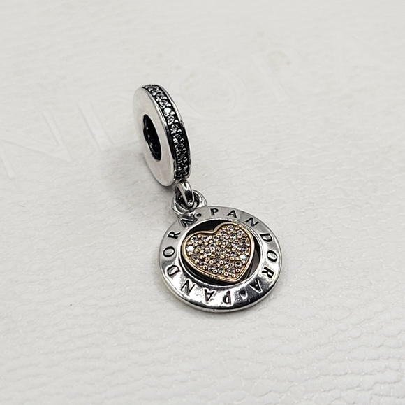 🎁Authentic Pandora  SIGNATURE CHARM with 14k GOLD - Picture 1 of 4
